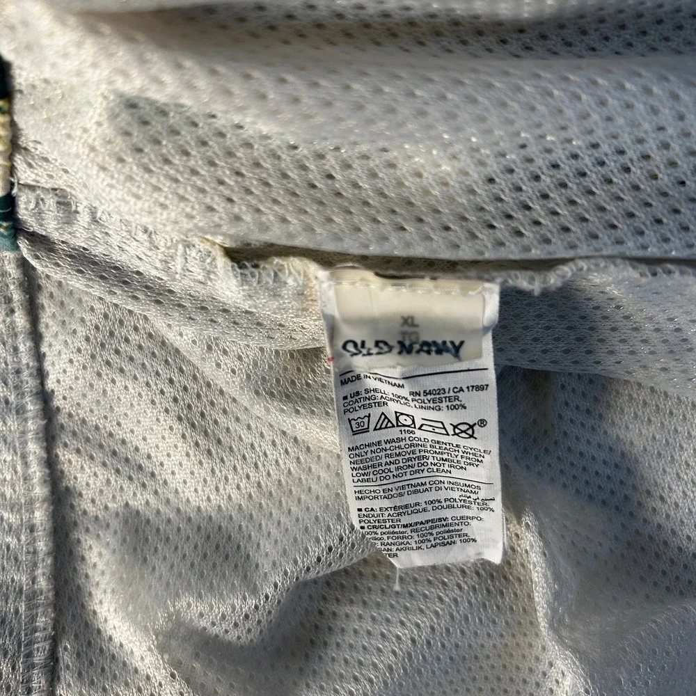 Old Navy Mens‎ XL Tropical Palm Print Swim Trunks Teal Yellow